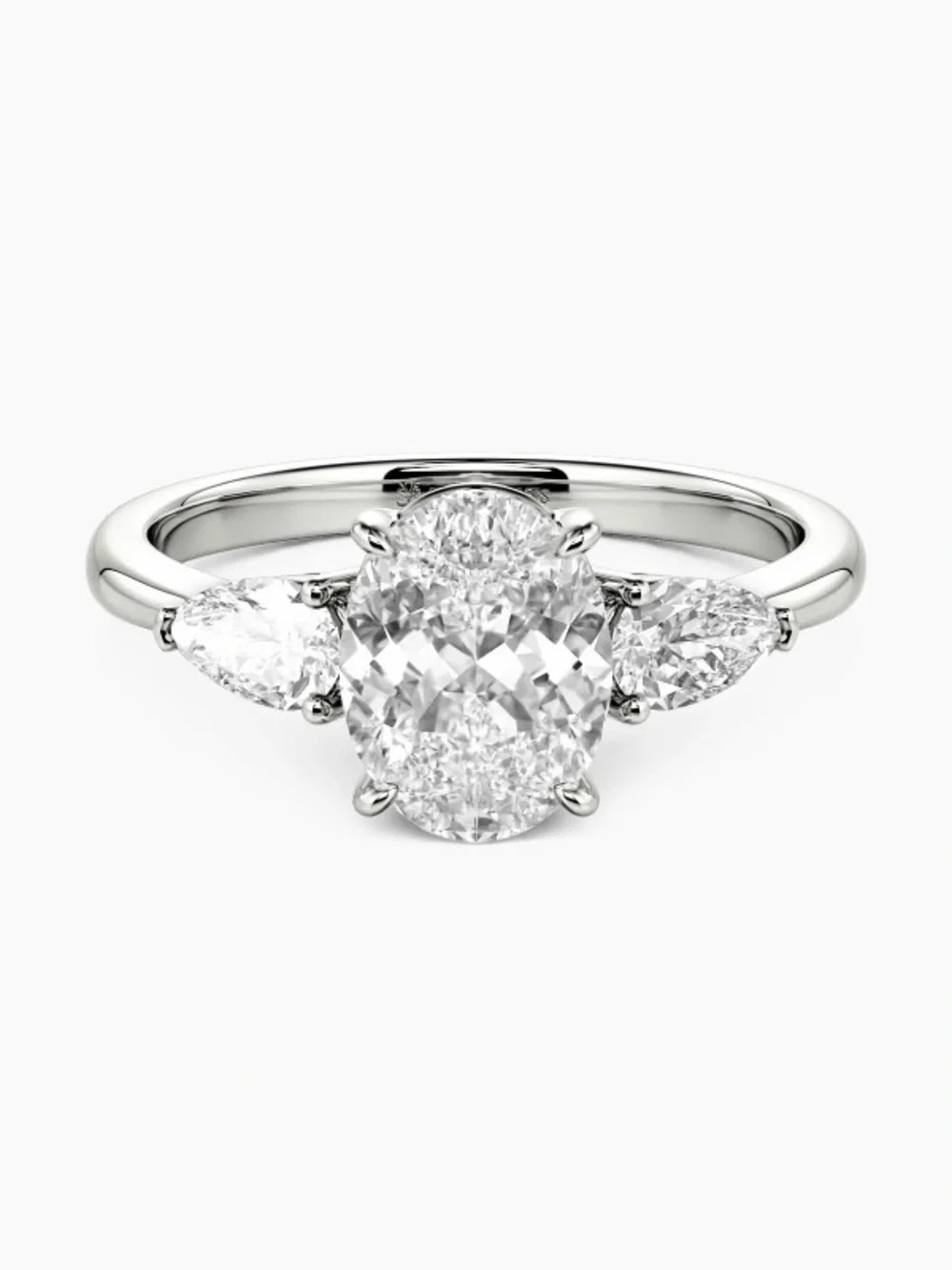 “The Flourishing” Oval Cut 3-Stone Ring, 10K White Gold, NWT| Size 5.5